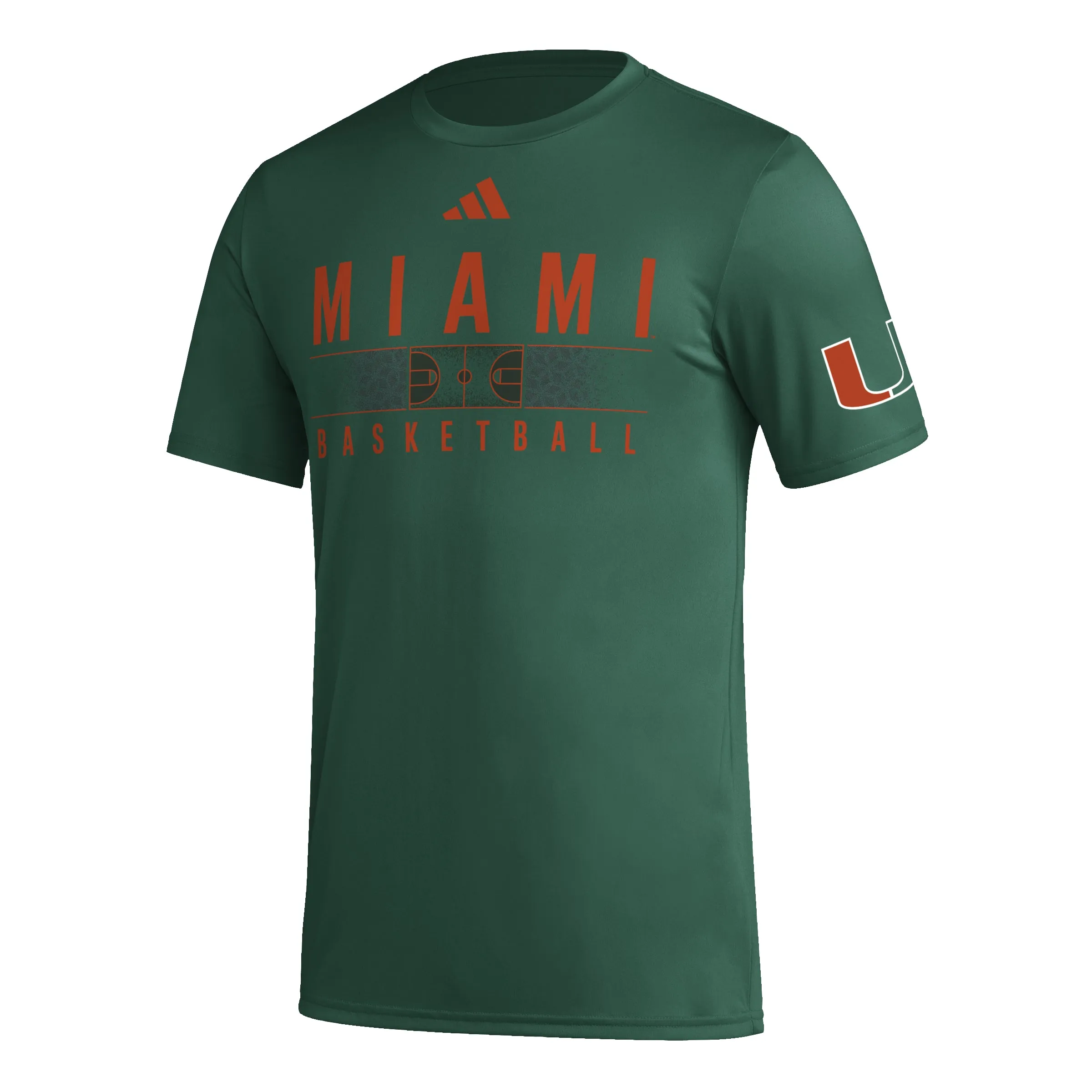 Miami Hurricanes adidas Basketball Court Aeroready Pregame T-Shirt - Green