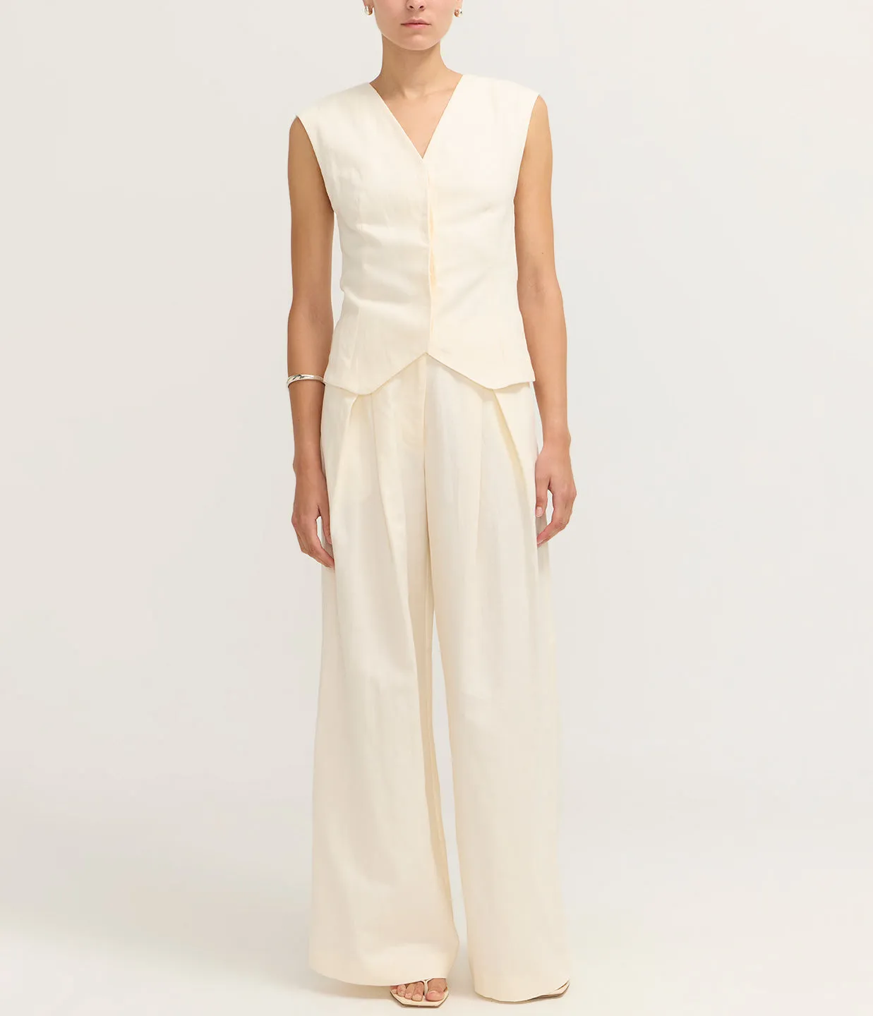 Minimal Tailored Vest in Ivory