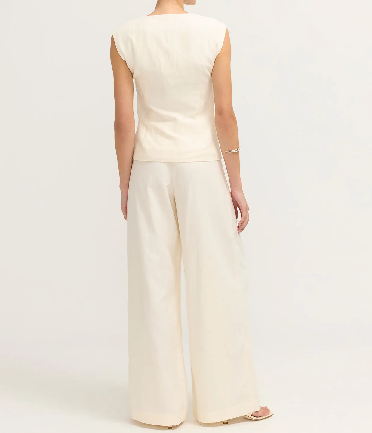 Minimal Tailored Vest in Ivory