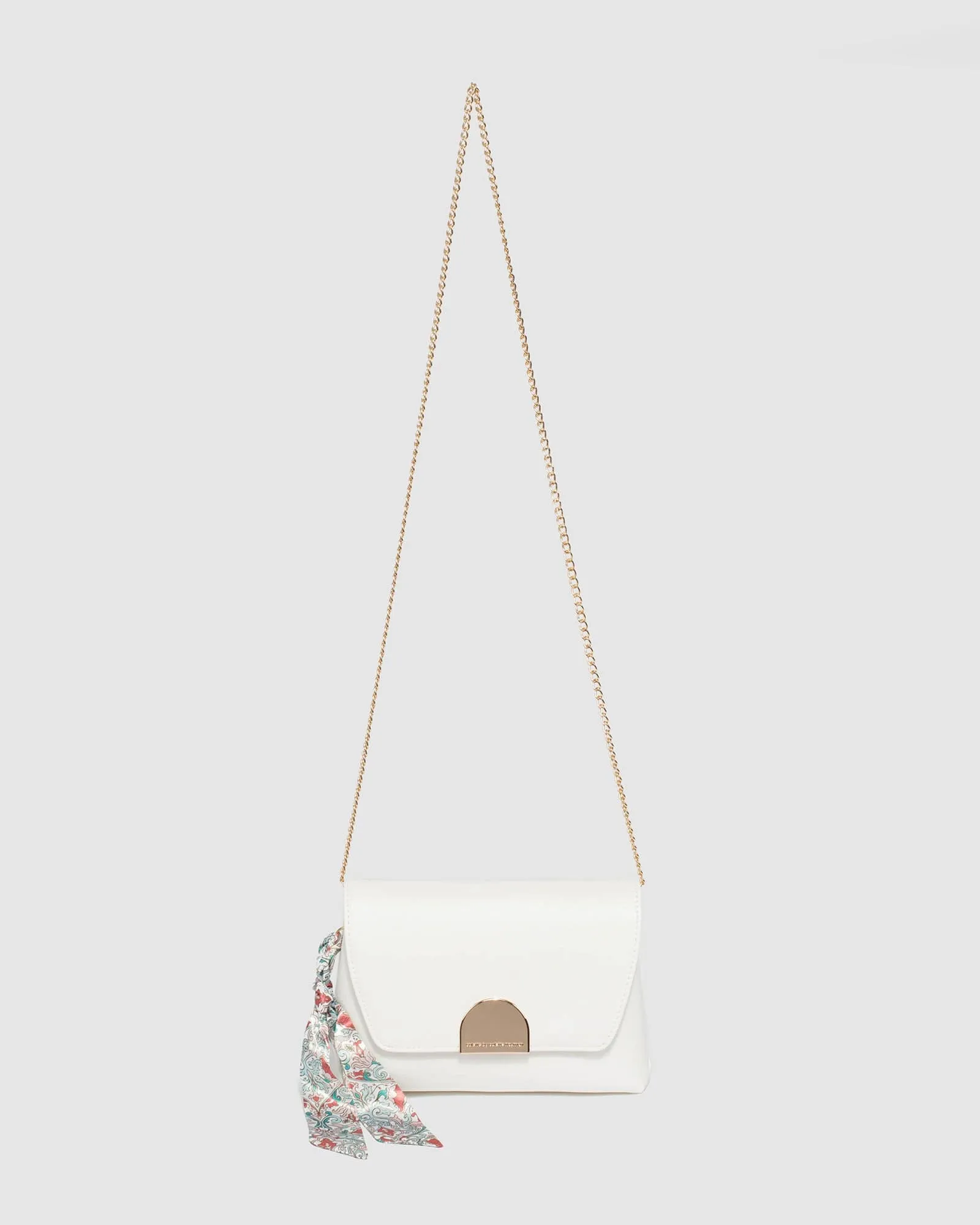 Miranda Scarf White Clutch Bag