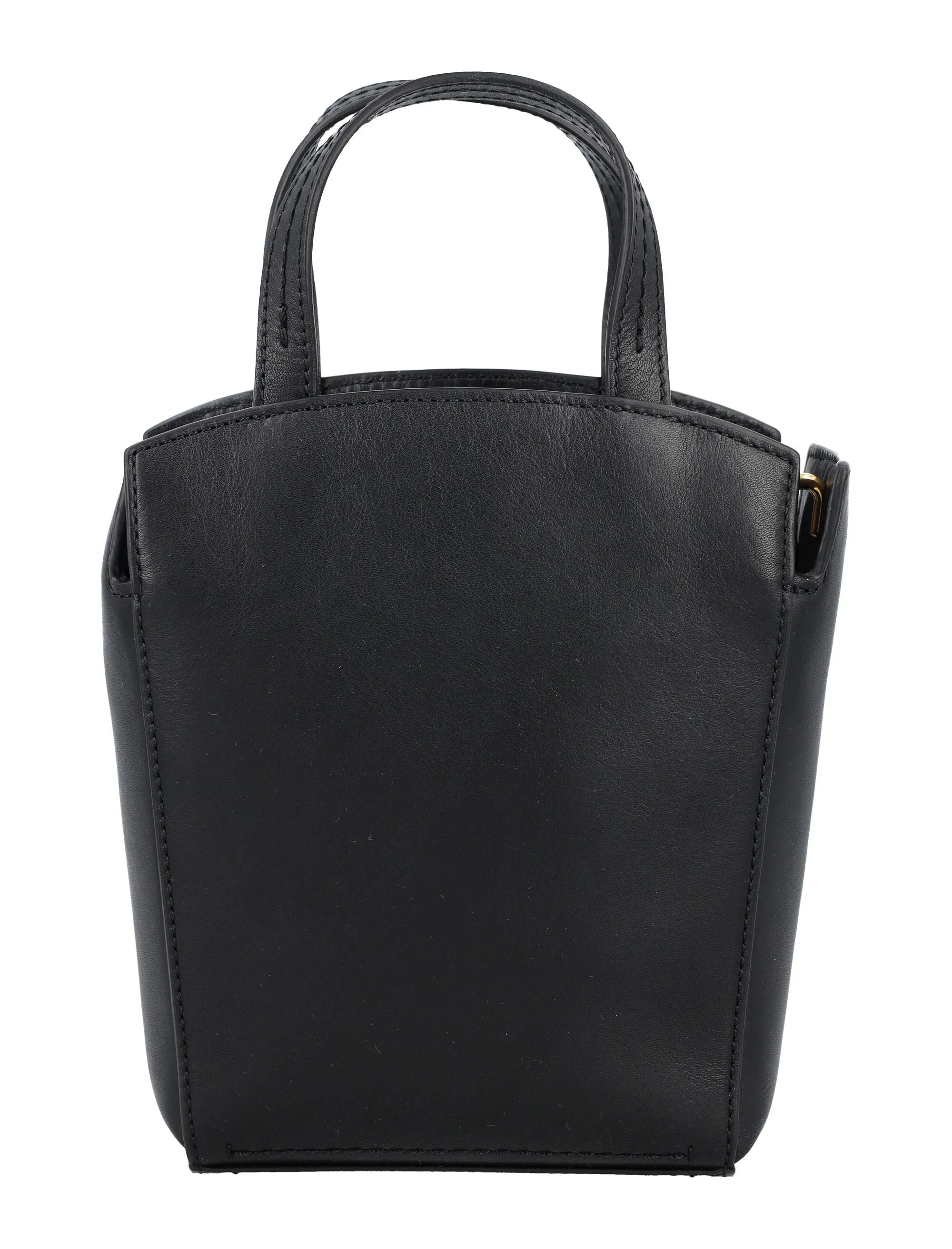 MULBERRY Black Mini Leather Tote Handbag with Detachable Strap and Microsuede Lining - 18cm