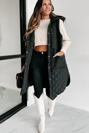 My Missing Piece Quilted Hooded Vest (Black)