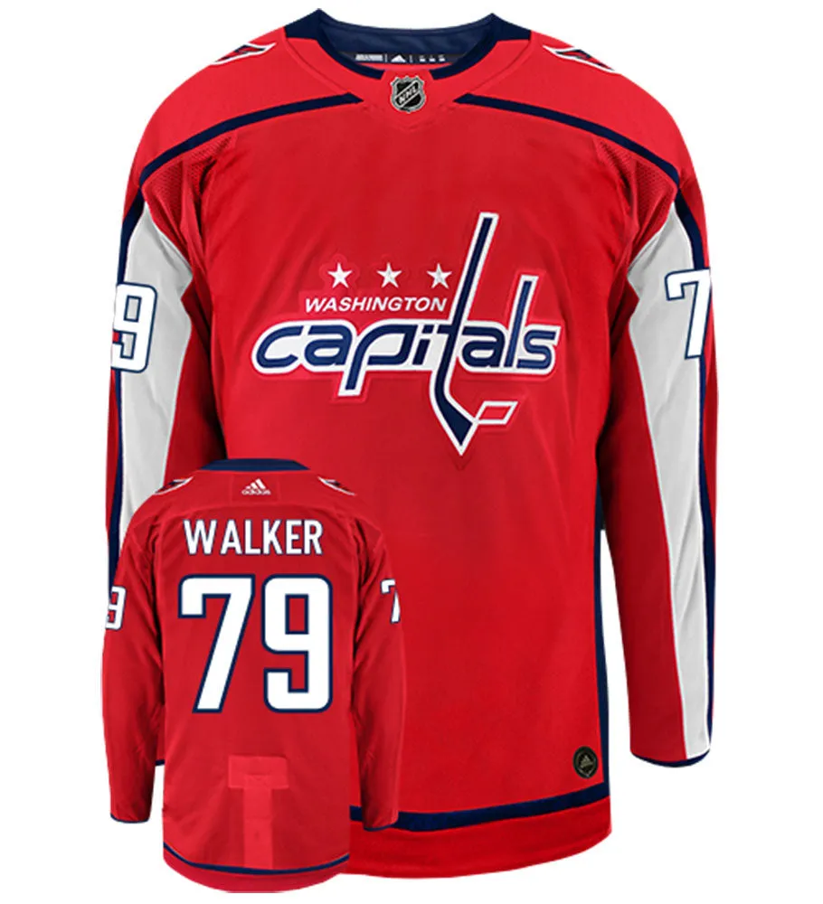 Nathan Walker Washington Capitals Adidas Authentic Home NHL Hockey Jersey     