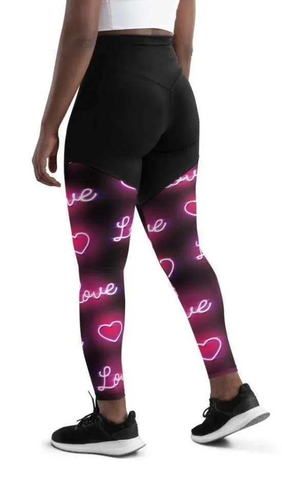 Neon Love Compression Leggings
