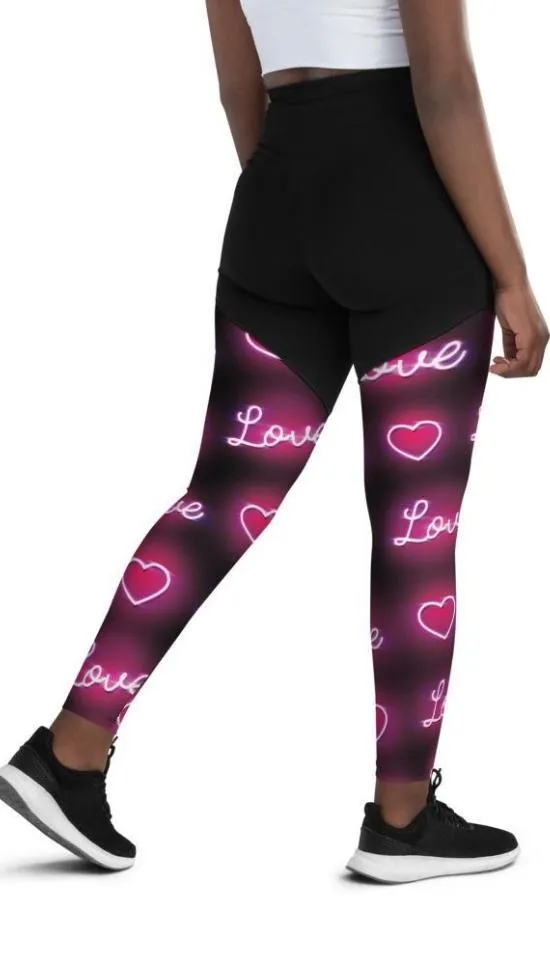 Neon Love Compression Leggings