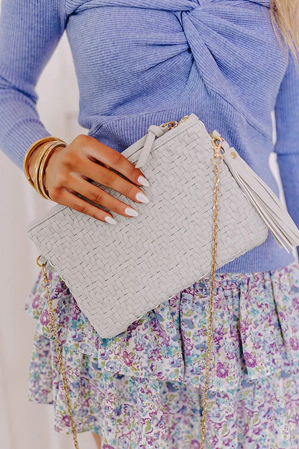 New Attention Woven Clutch In Grey