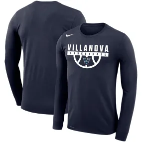 Nike Villanova Wildcats Navy Basketball Drop Legend Long Sleeve Performance T-Shirt