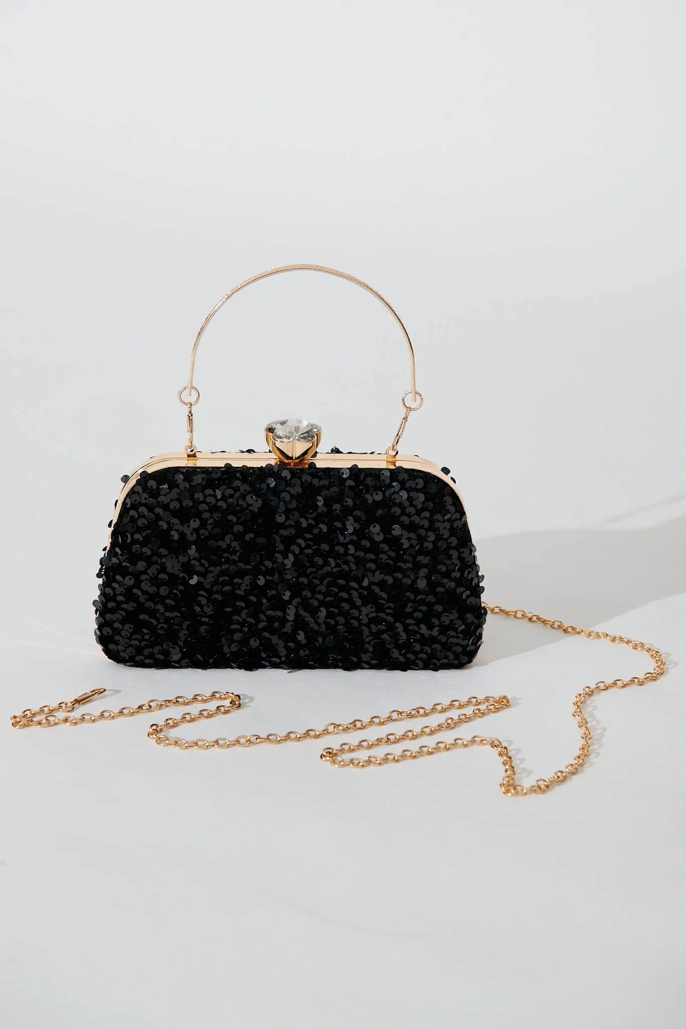 Nikita Clutch In Black Sequin