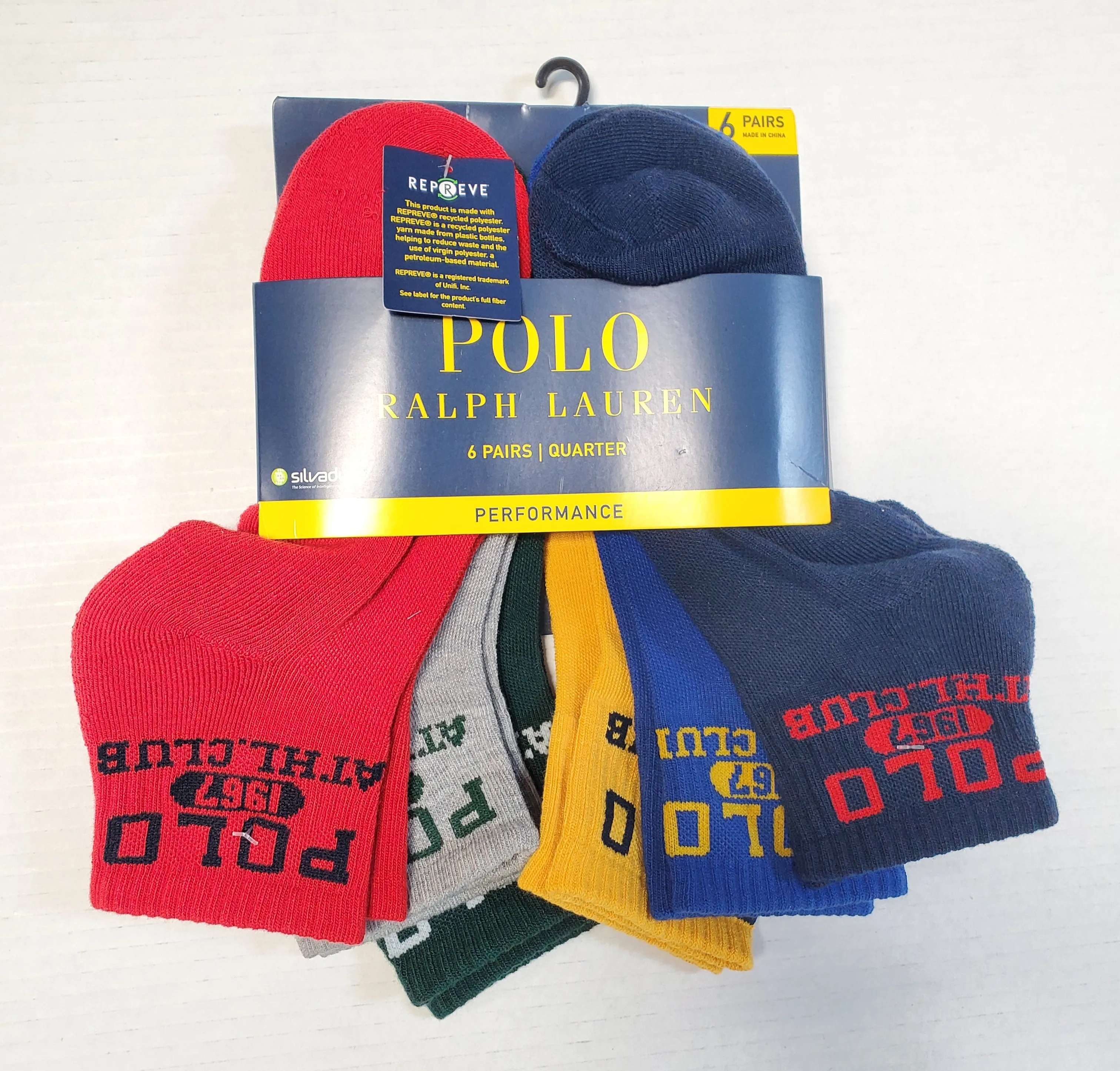 Nwt Polo Ralph Lauren 6 Pack Polo Spellout/1967/ATHL.Club ony Ankle Socks