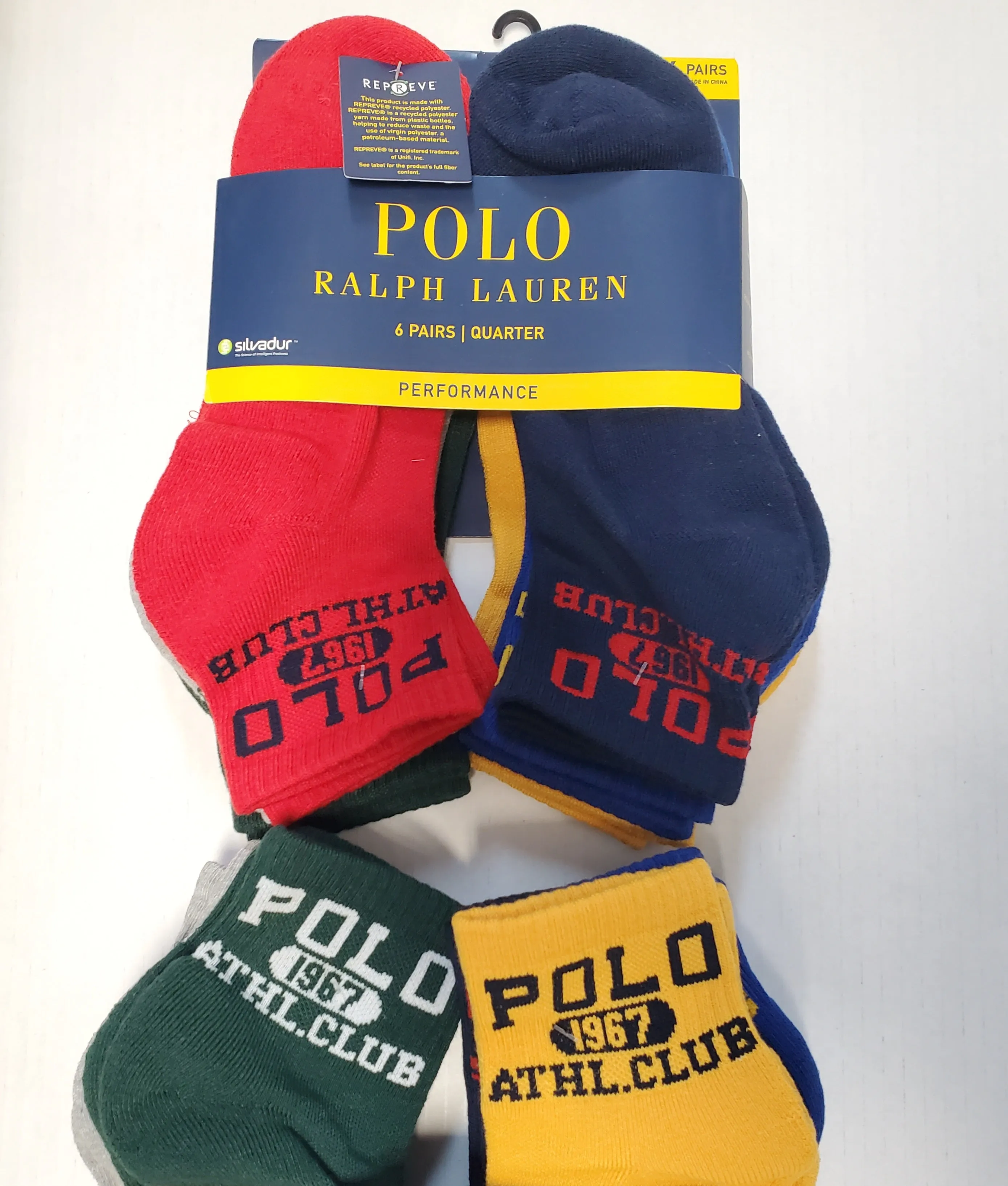 Nwt Polo Ralph Lauren 6 Pack Polo Spellout/1967/ATHL.Club ony Ankle Socks