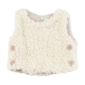 One More In The Family Ecru Lotte Faux Fur Mini Vest