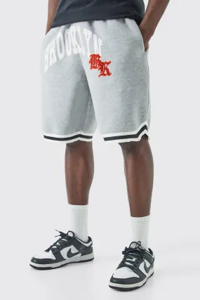 Oversized Brooklyn Mid Length Jersey Tape Basketball Short | boohooMAN UK