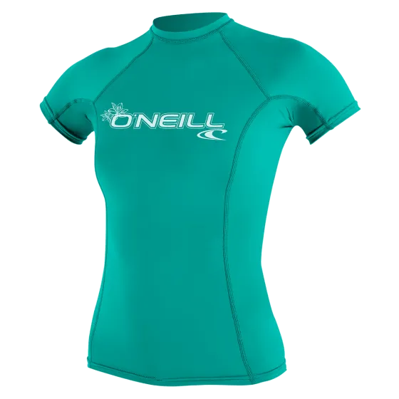 O'Neill Basic Skins Womens Short Sleeve Rash Vest - Light Aqua