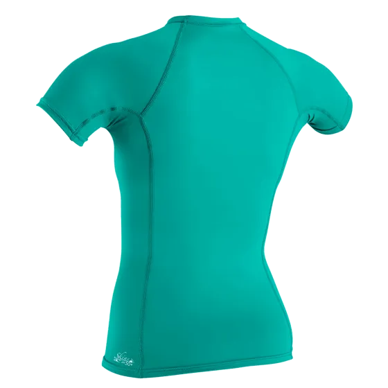 O'Neill Basic Skins Womens Short Sleeve Rash Vest - Light Aqua