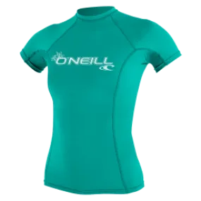 O'Neill Basic Skins Womens Short Sleeve Rash Vest - Light Aqua