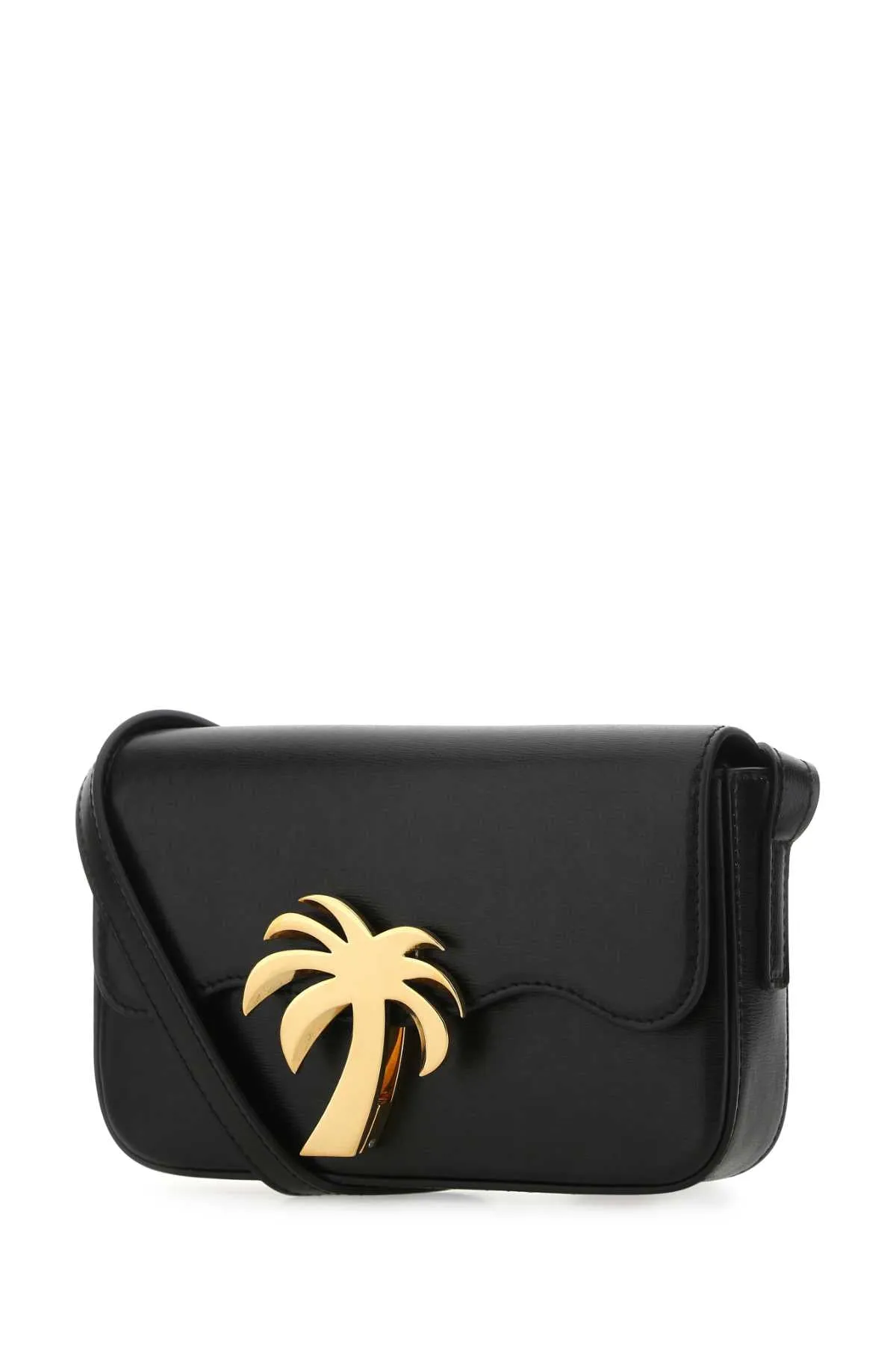 Palm Angels Black Leather Palm Beach Bridge Crossbody Bag