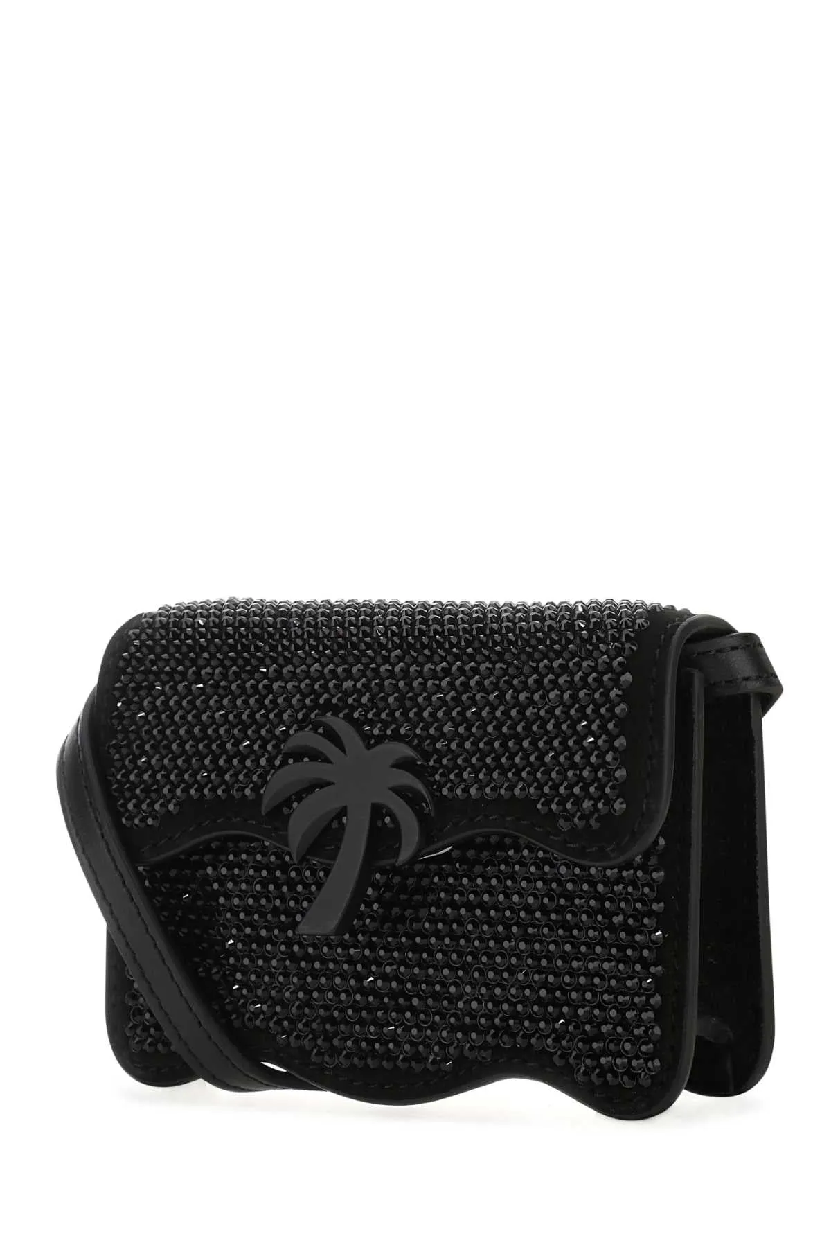 Palm Angels Embellished Leather Micro Palm Beach Crossbody Bag