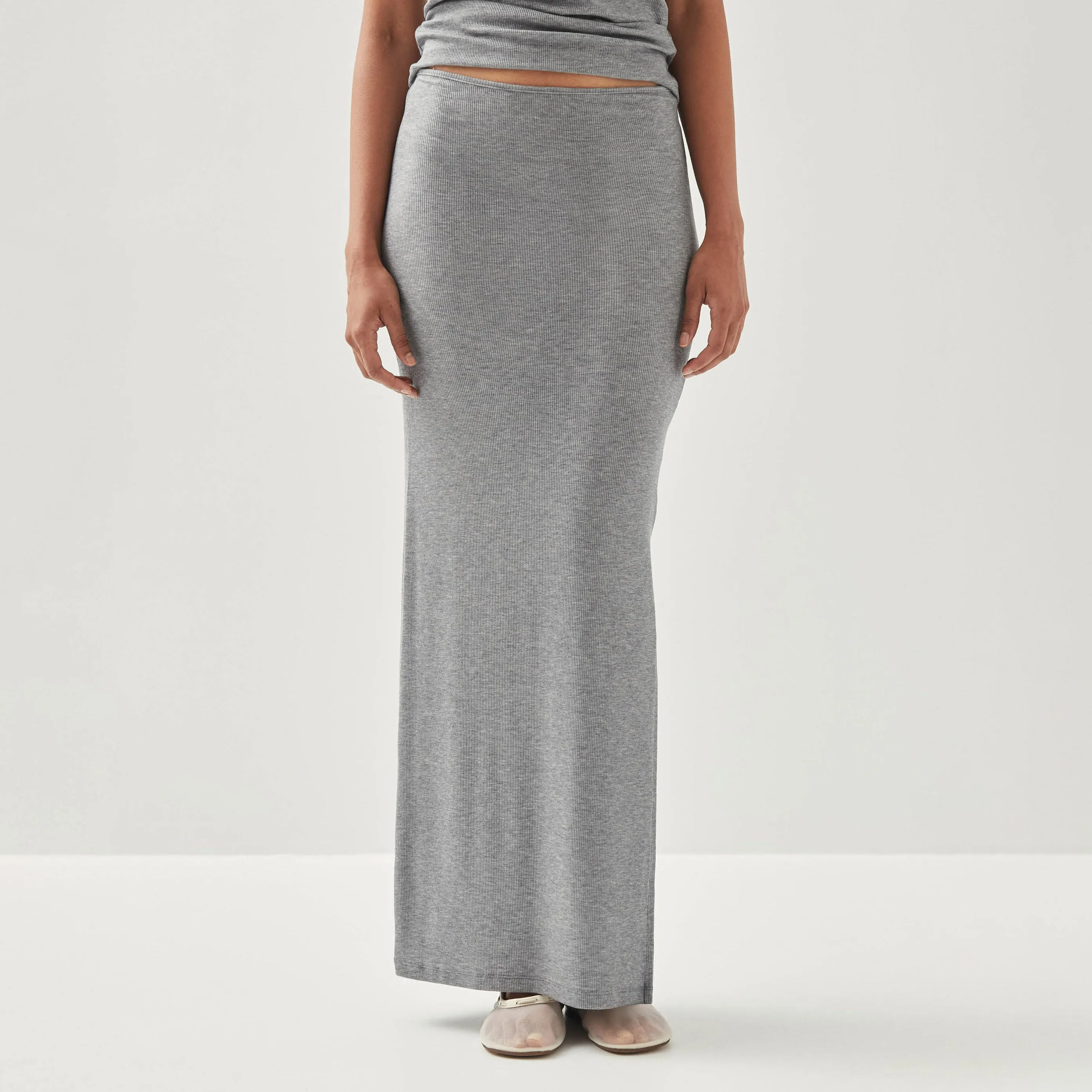 Perla Grey Melange Skirt  