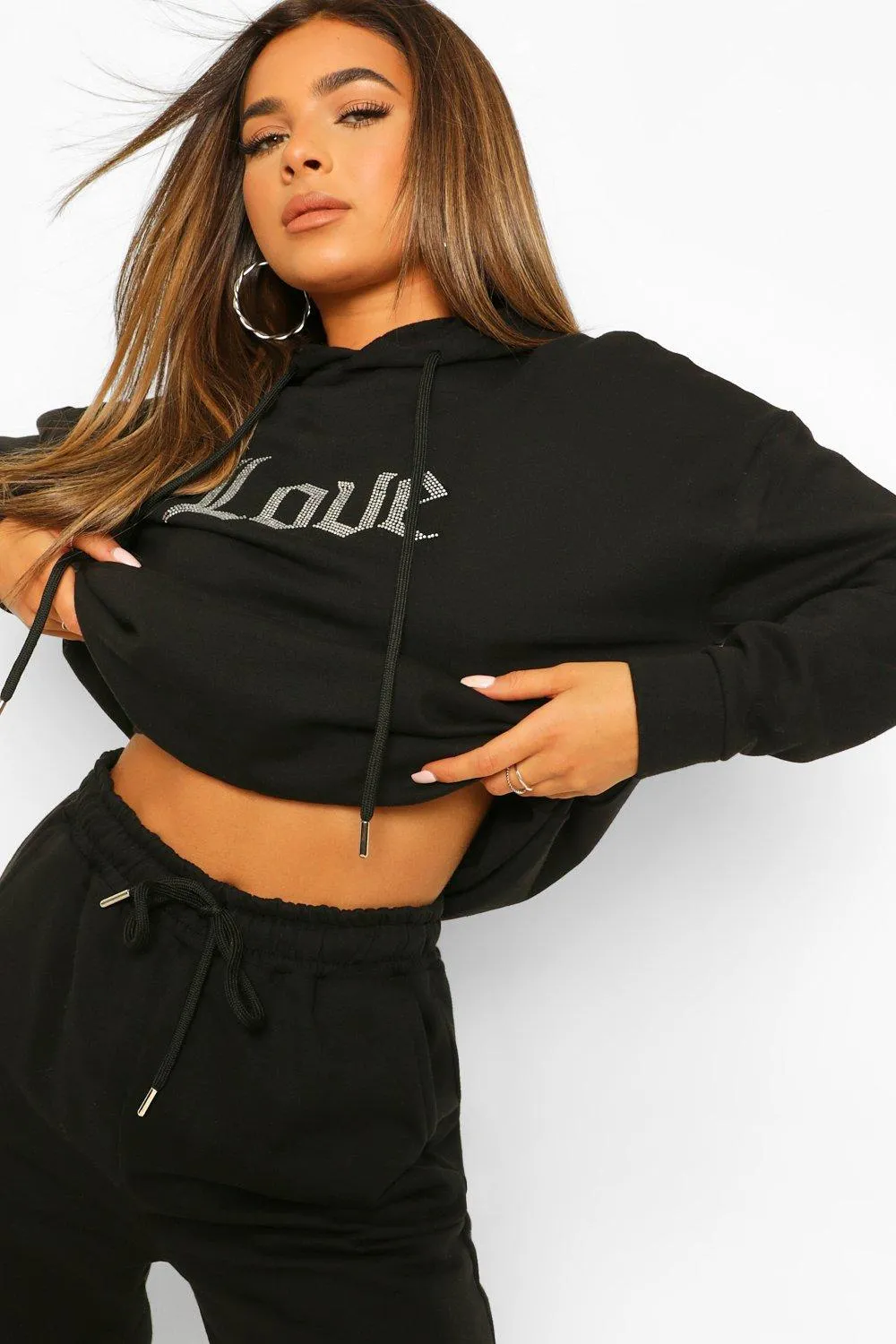 Petite Embroidered Love Hoodie