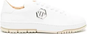 Philipp Plein logo-plaque pebbled leather sneakers White