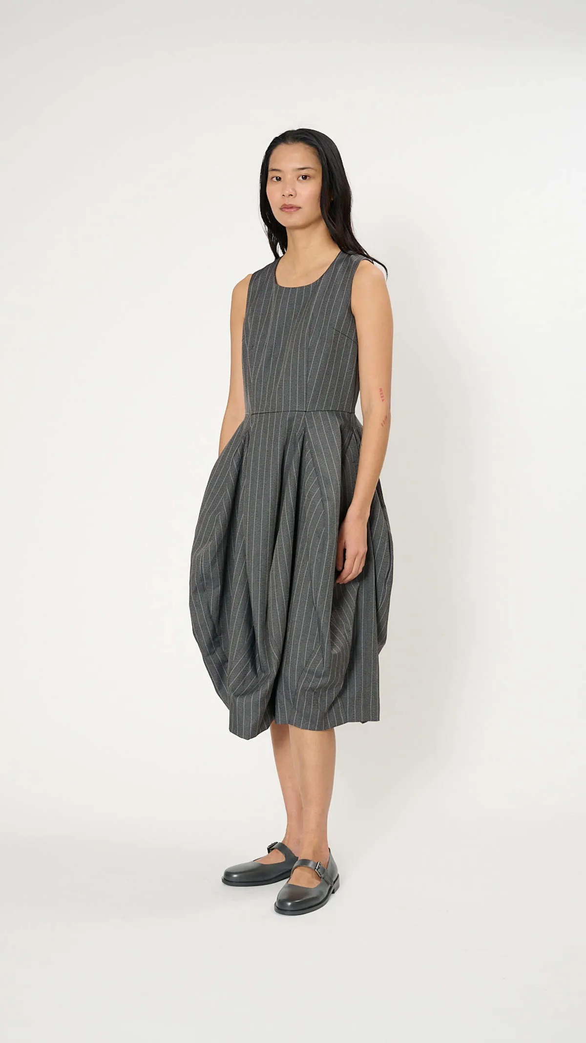 Pinstripe Dress - Gray