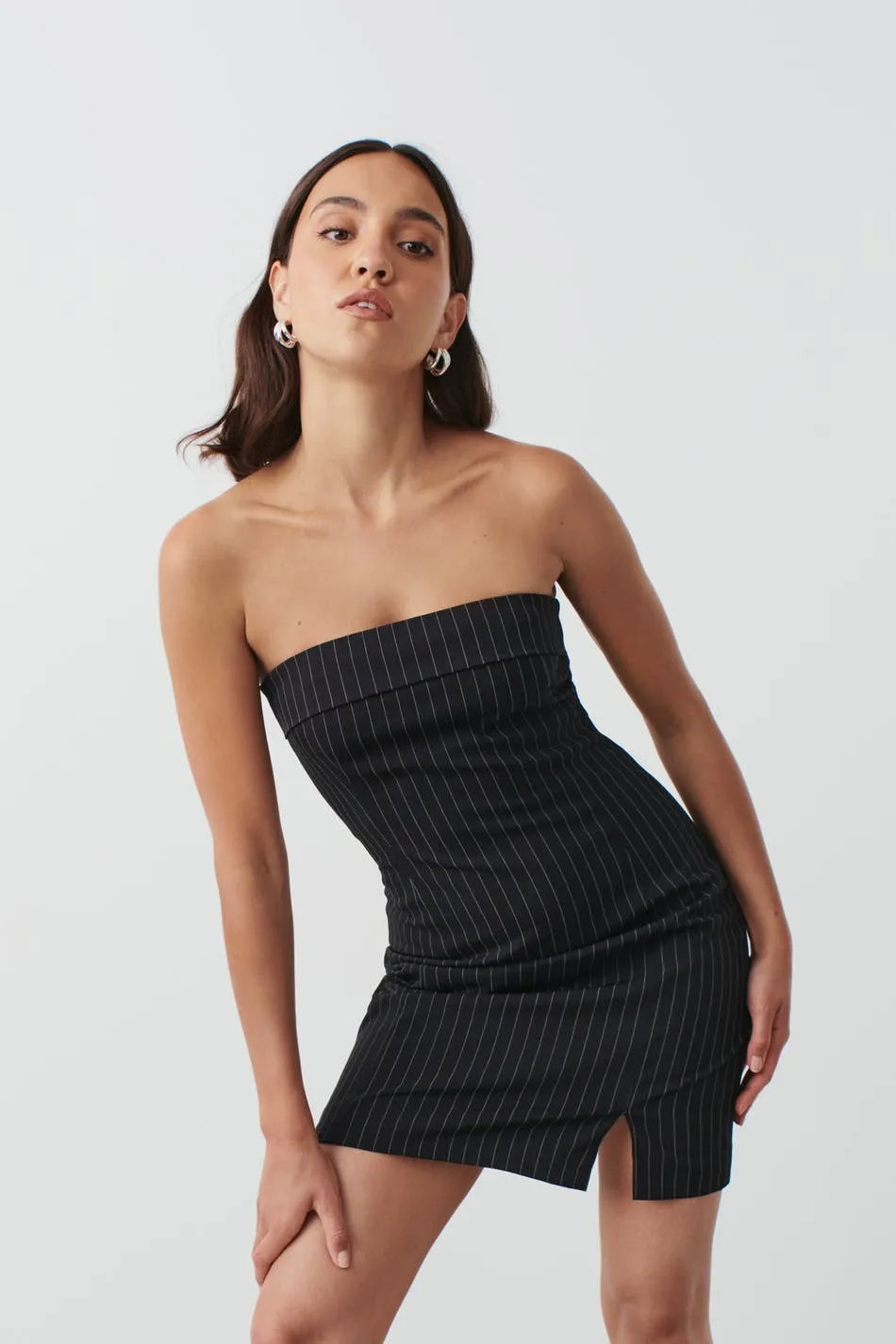 Pinstripe tube dress