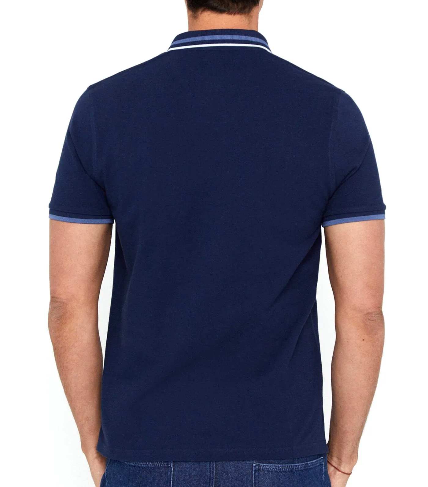 Pique Polo With Tip Navy