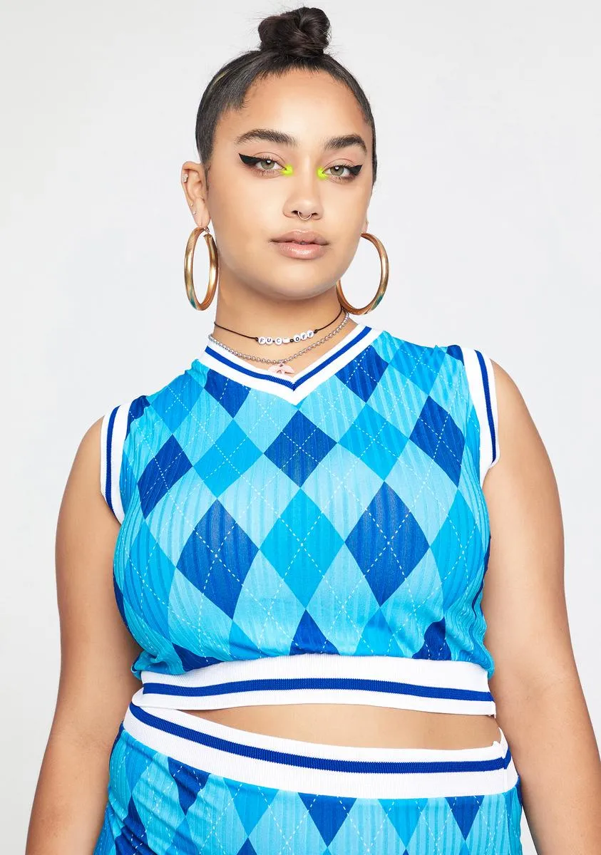 Plus Argyle Rib Tank Top-