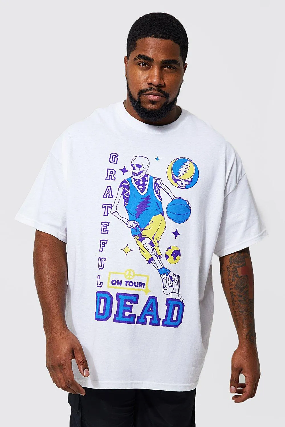 Plus Grateful Dead Basketball License T-shirt | boohooMAN UK