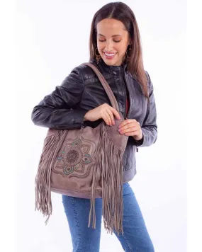 Product Name:  Scully Women's Floral Leather Fringe Tote