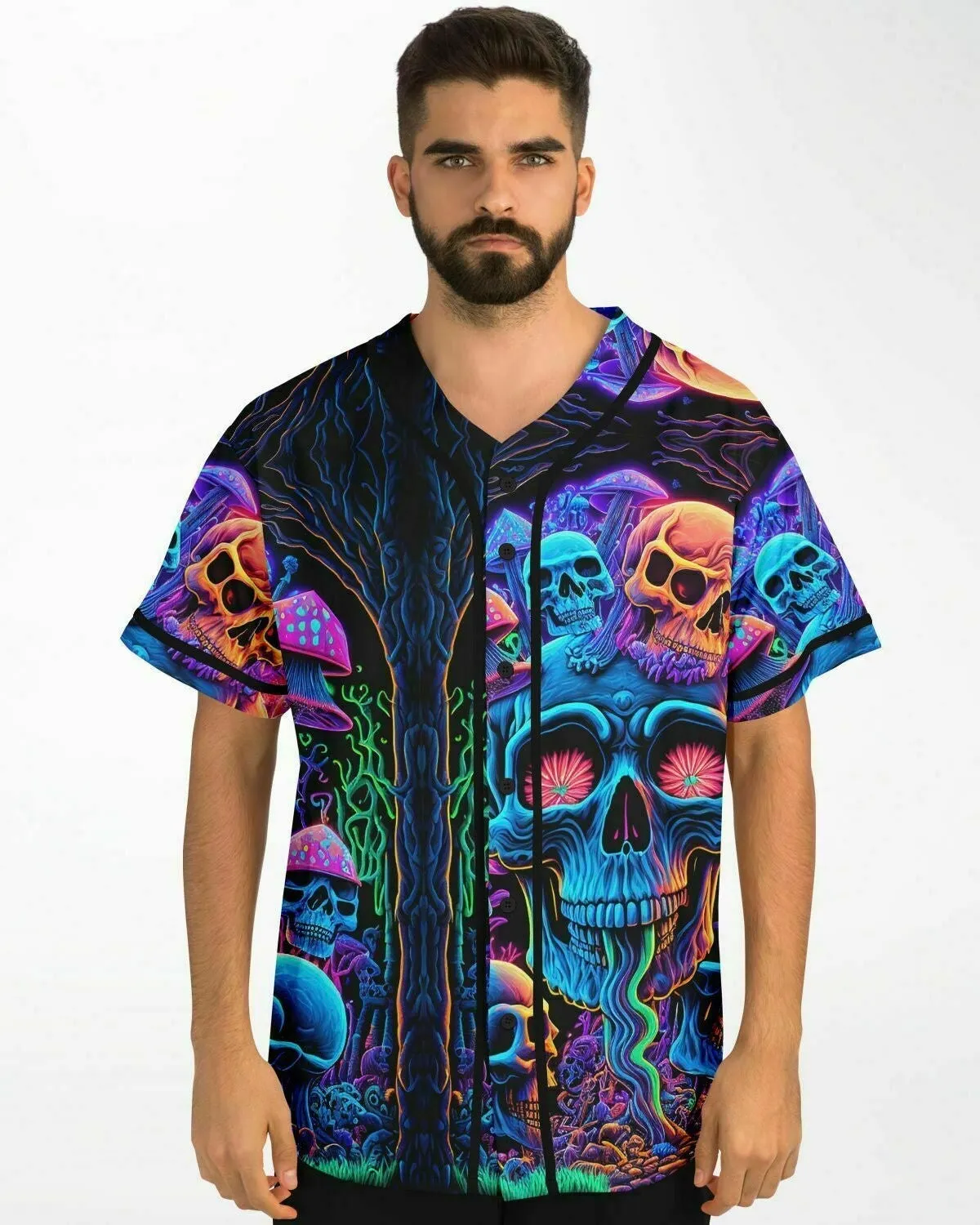 Psychedelic Skull Sanctuary Baseball Jersey