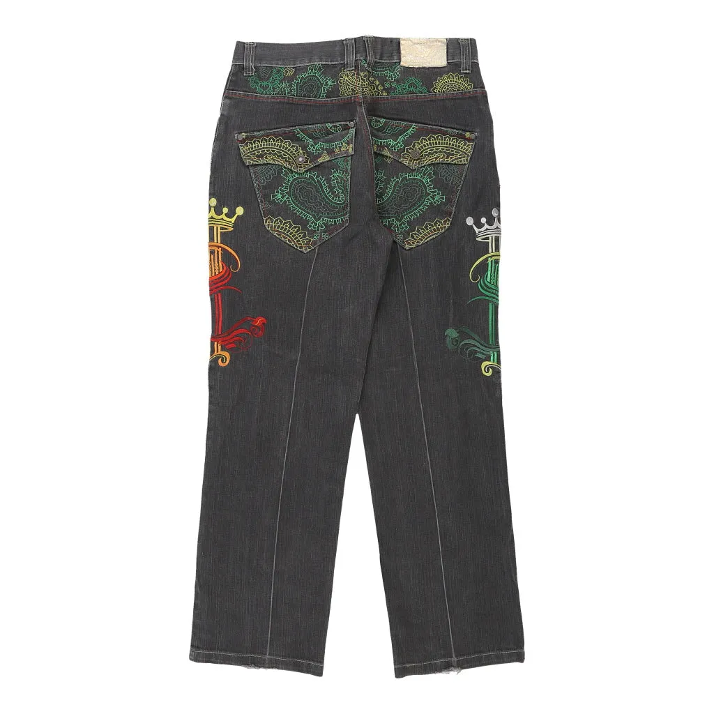 Raiv Blue Embroidered Jeans - 34W 32L Black Cotton