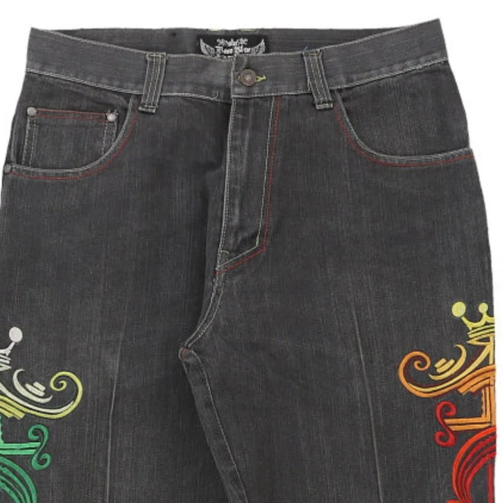 Raiv Blue Embroidered Jeans - 34W 32L Black Cotton