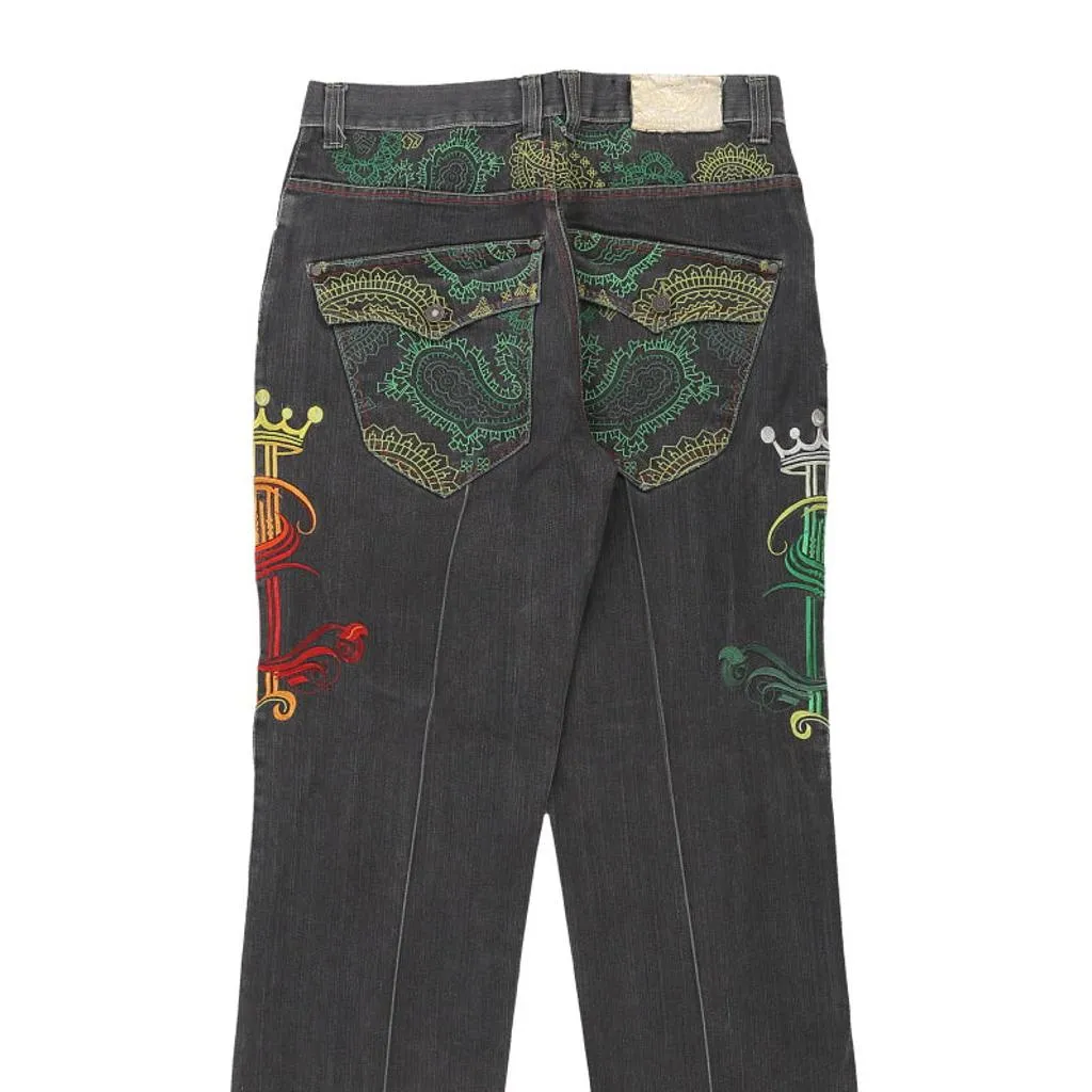 Raiv Blue Embroidered Jeans - 34W 32L Black Cotton