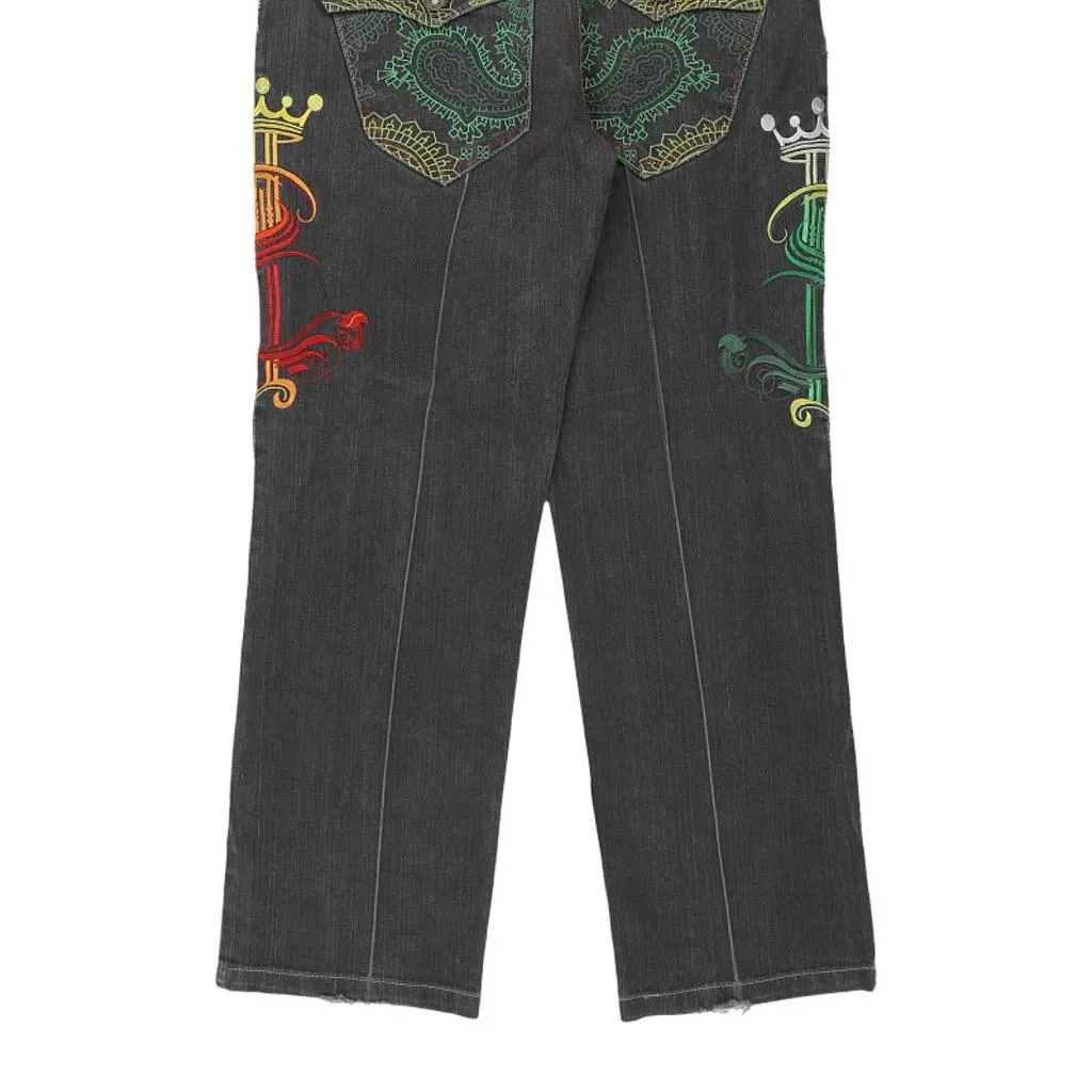 Raiv Blue Embroidered Jeans - 34W 32L Black Cotton