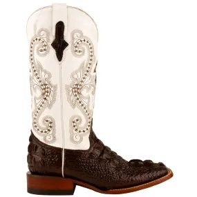 Rancher Caiman Embroidered Square Toe Cowboy Boots