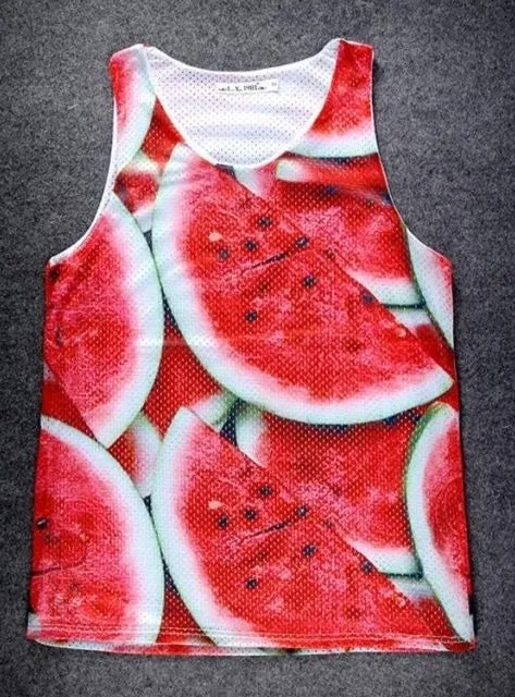 Red Juicy Watermelons Net Sleeveless Mens T-shirt Vest Sports Tank Top