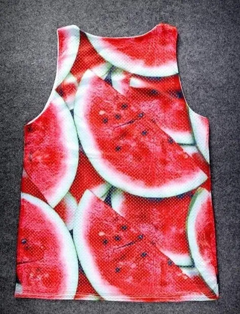 Red Juicy Watermelons Net Sleeveless Mens T-shirt Vest Sports Tank Top