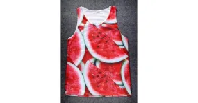 Red Juicy Watermelons Net Sleeveless Mens T-shirt Vest Sports Tank Top