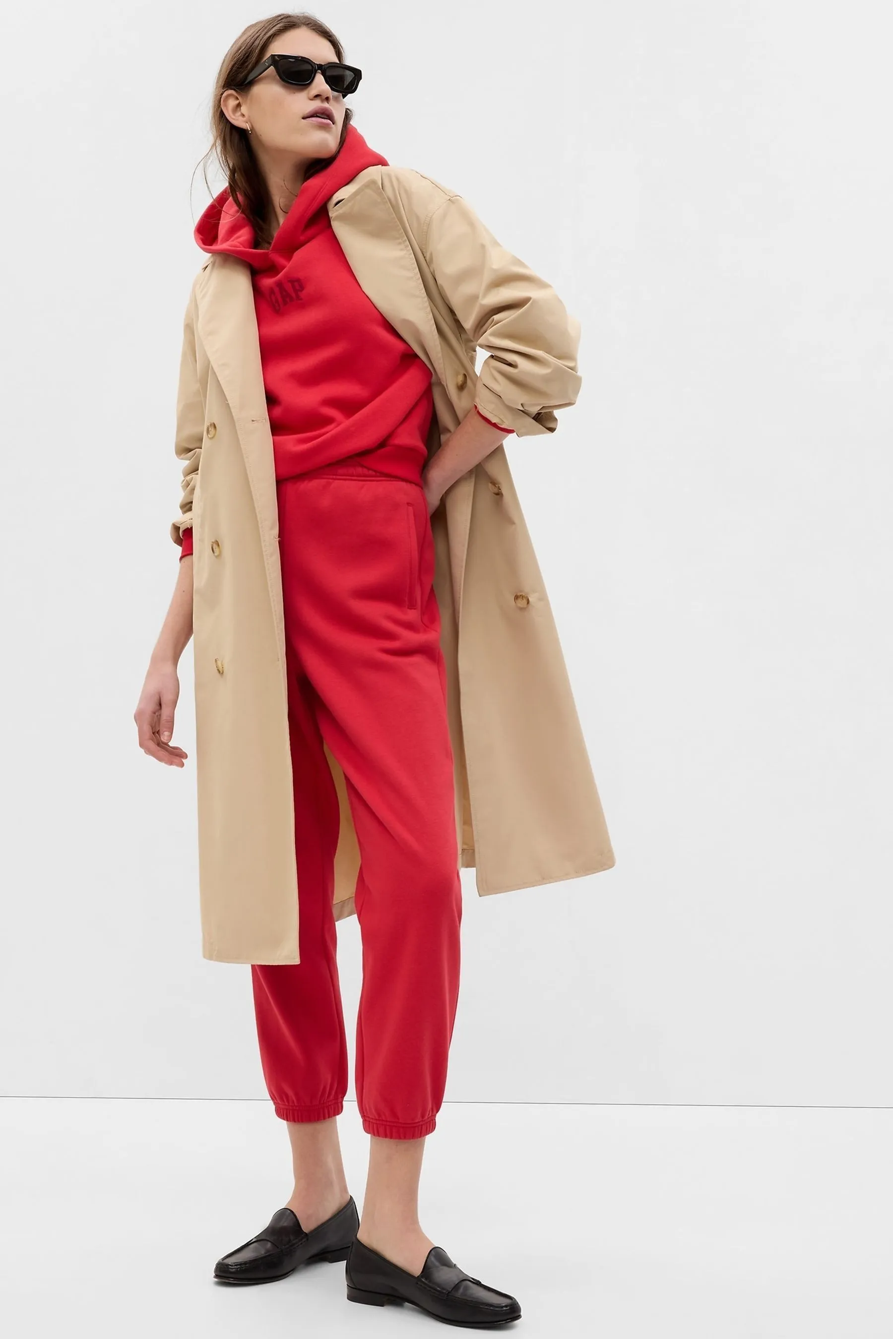 Red Logo Hi-Low Hem Hoodie