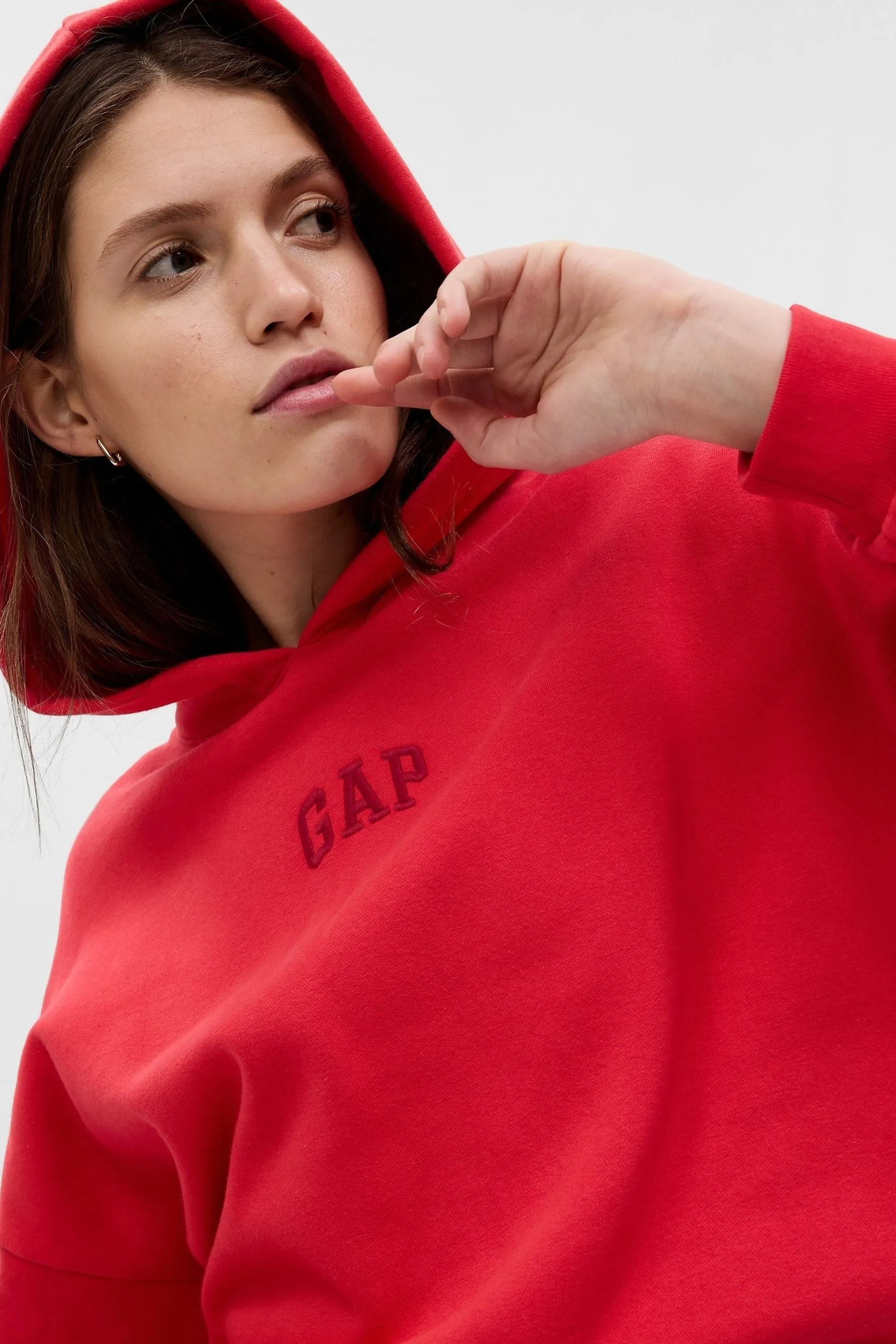 Red Logo Hi-Low Hem Hoodie