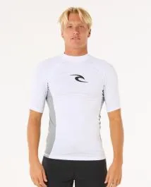 Rip Curl Wave UPF Performance Mens Short Sleeve Rash Vest - White