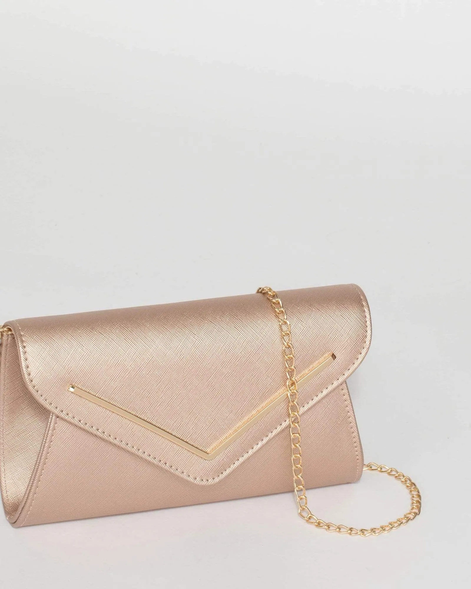 Rose Gold Clare Bar Clutch Bag