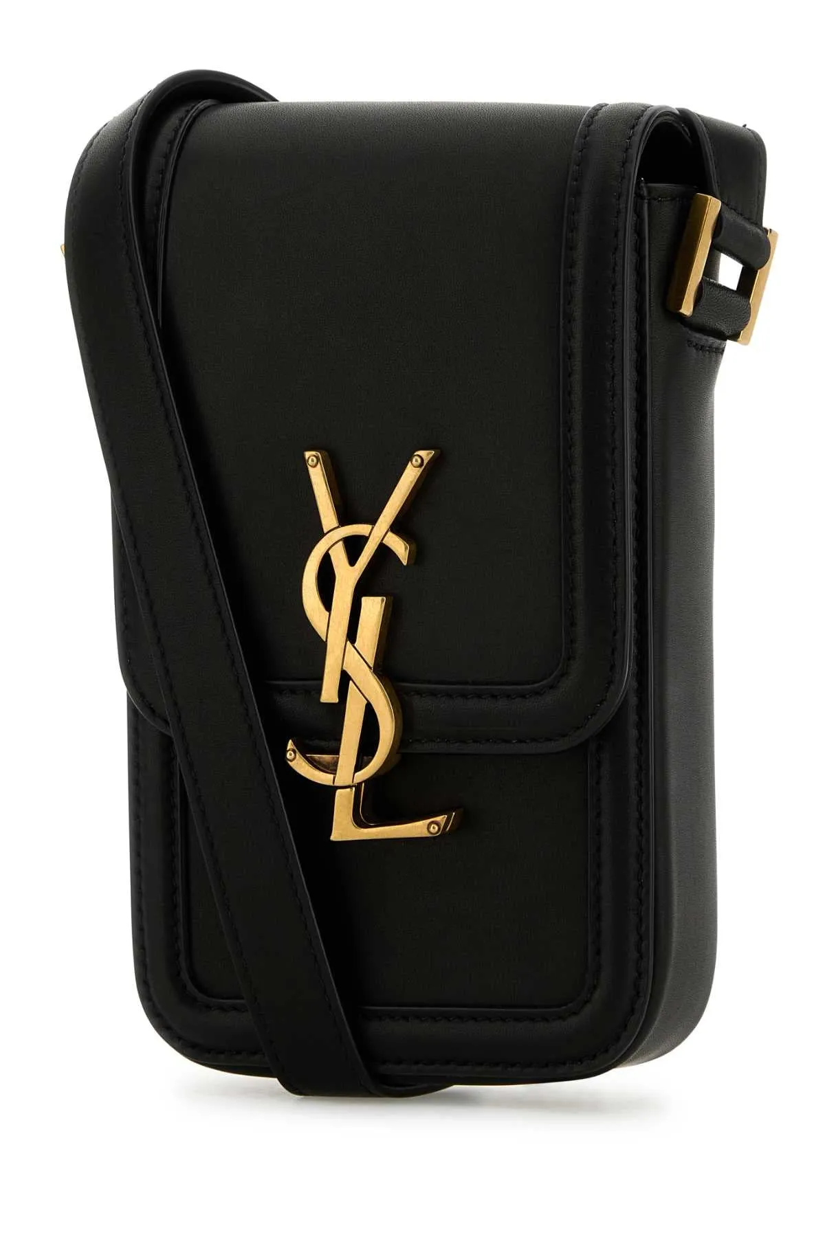 Saint Laurent Black Leather Mini Solferino Crossbody Bag