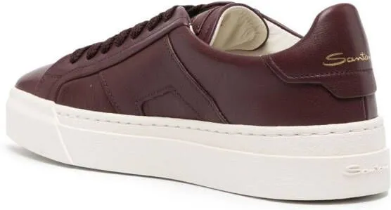 Santoni logo-print leather low-top sneakers Red