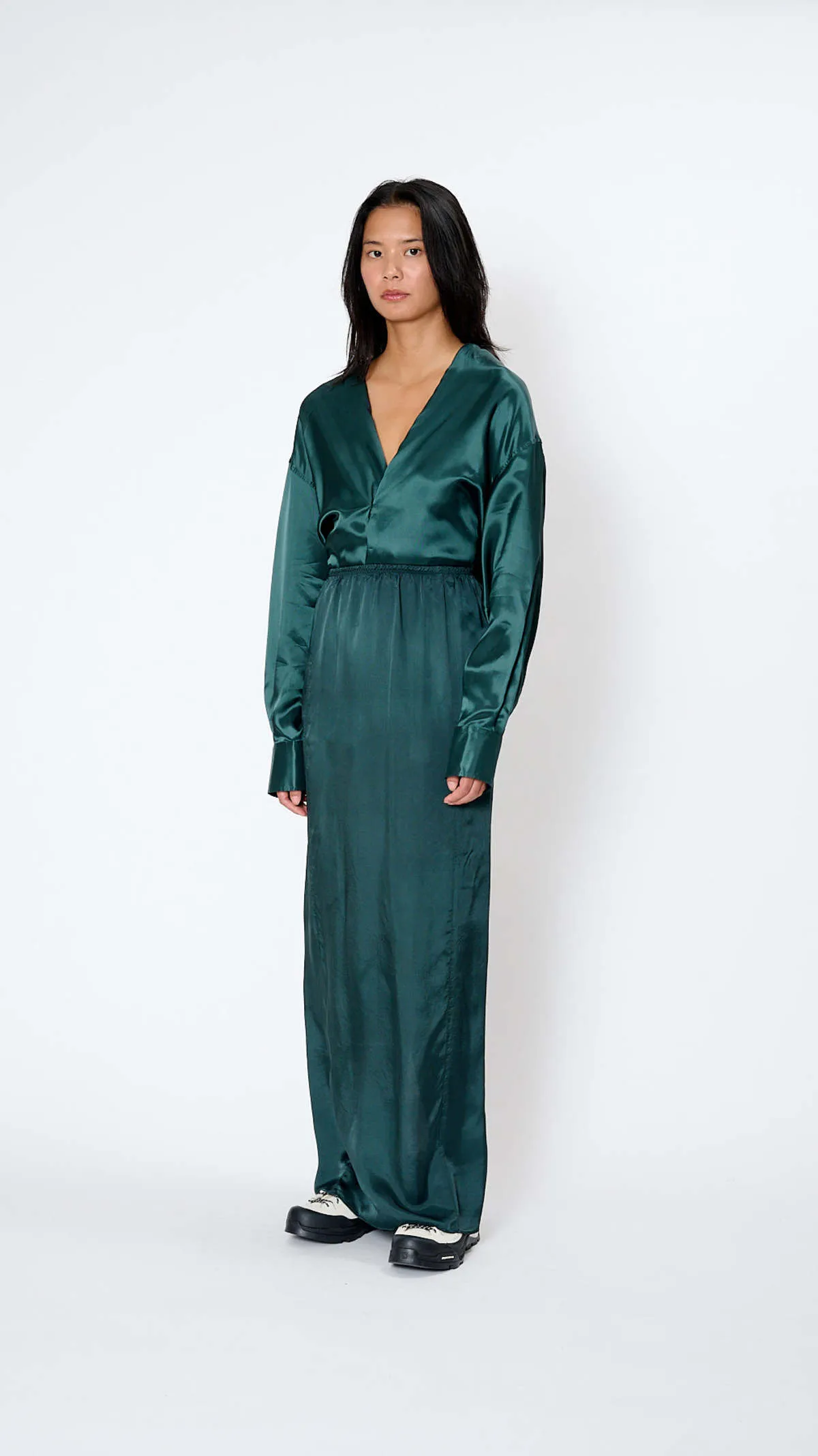 Satin Skirt - Emerald