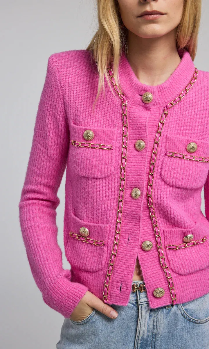 Selma Chain Cardigan - Pink