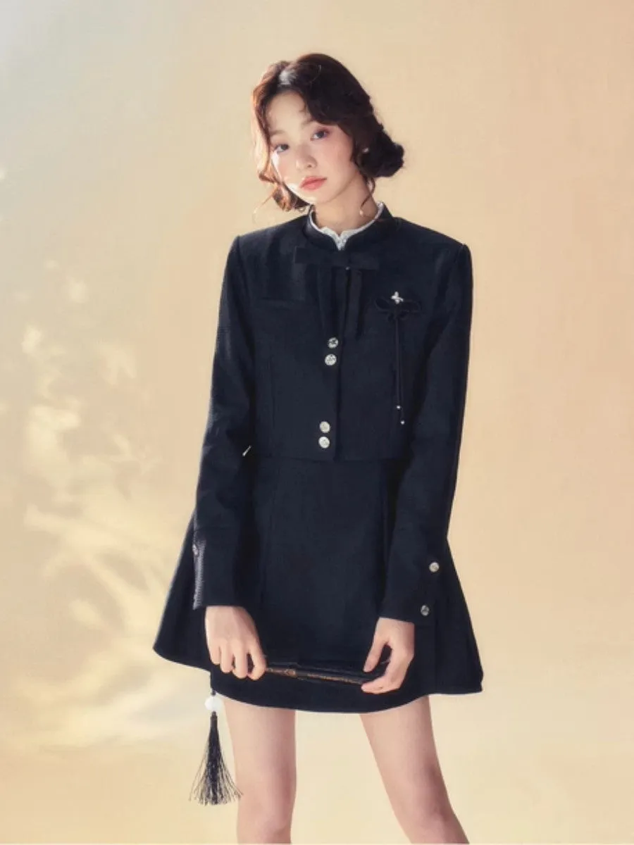 Set-Up Classy Chic Stand-Collar Jacket&One-Piece