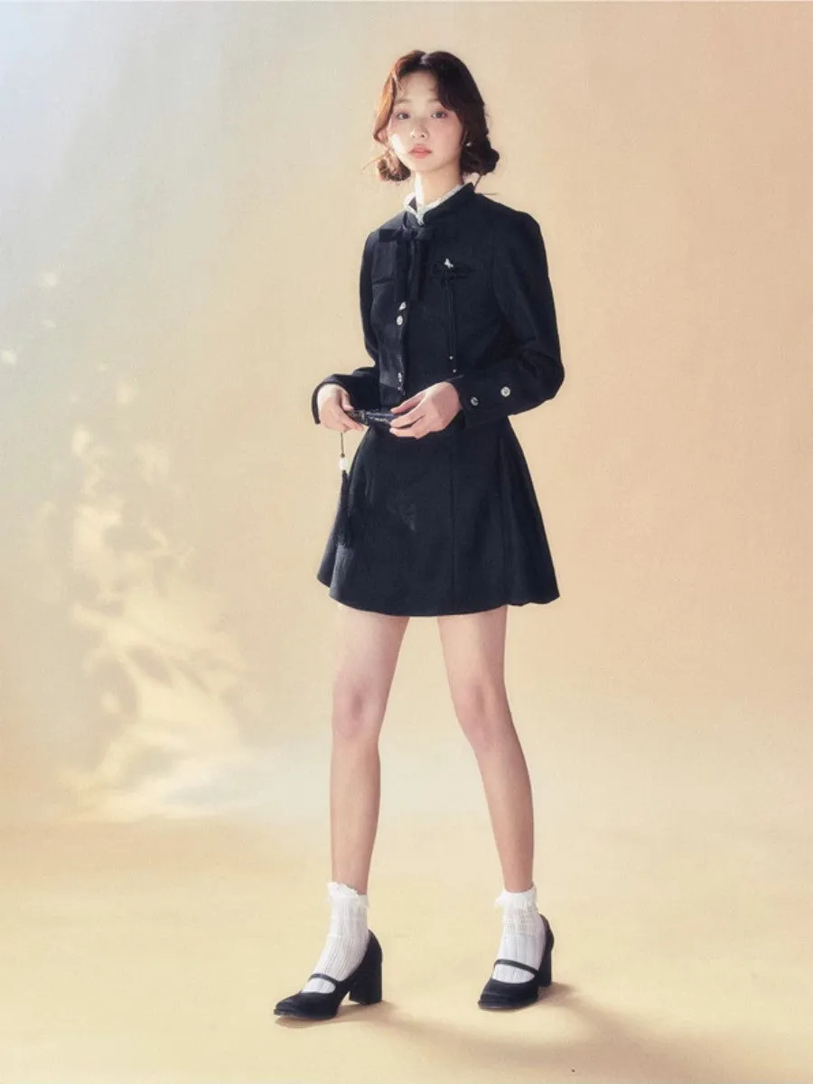 Set-Up Classy Chic Stand-Collar Jacket&One-Piece