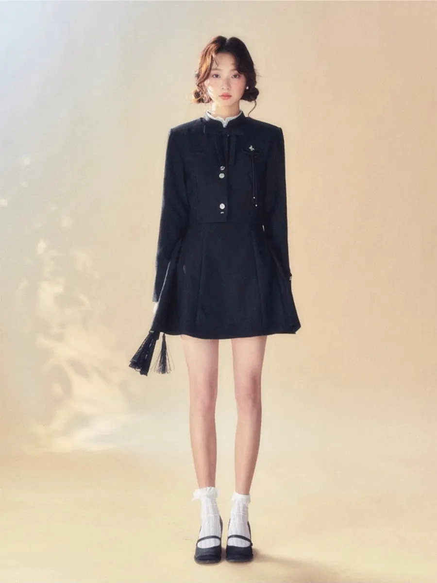 Set-Up Classy Chic Stand-Collar Jacket&One-Piece